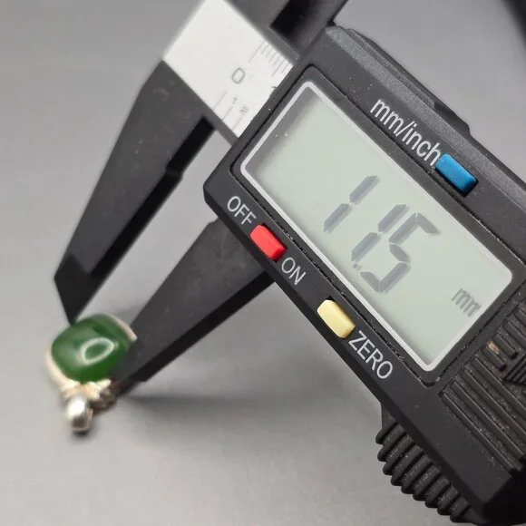 Jade Sterling Silver Square Pendant Green Gemstone 925 Hallmark Signed - Picture 5 of 7